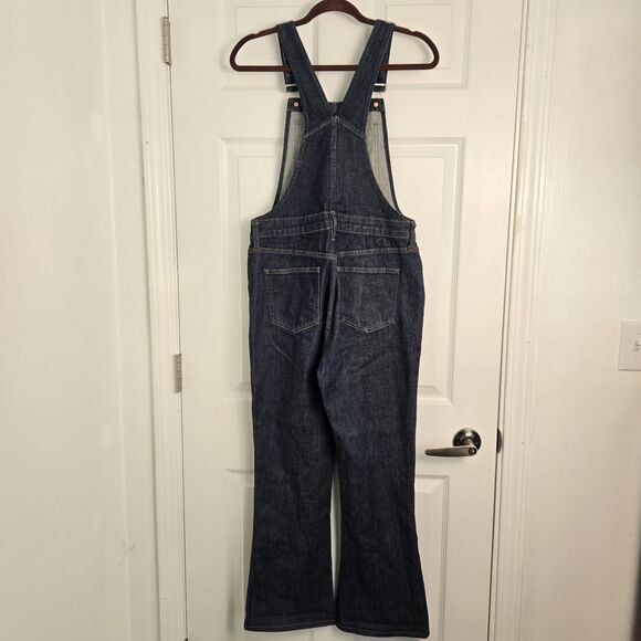 Madewell Flea Market Overalls Dark Denim Flare Leg Adjustable Straps Size Medium - Picture 2 of 11